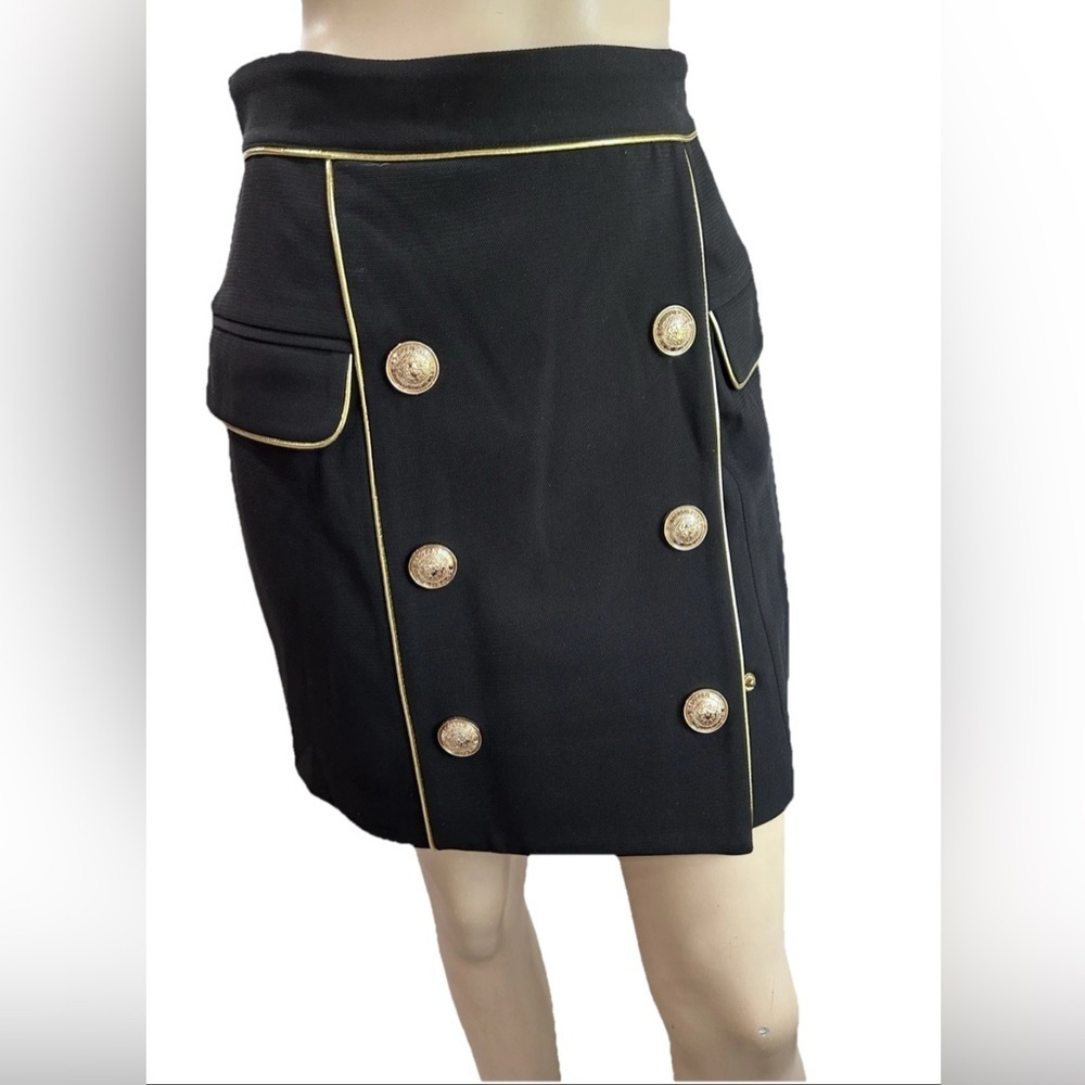 Balmain Paris Mini Skirt Elegant Black and Gold Zippered - Picture 16 of 16